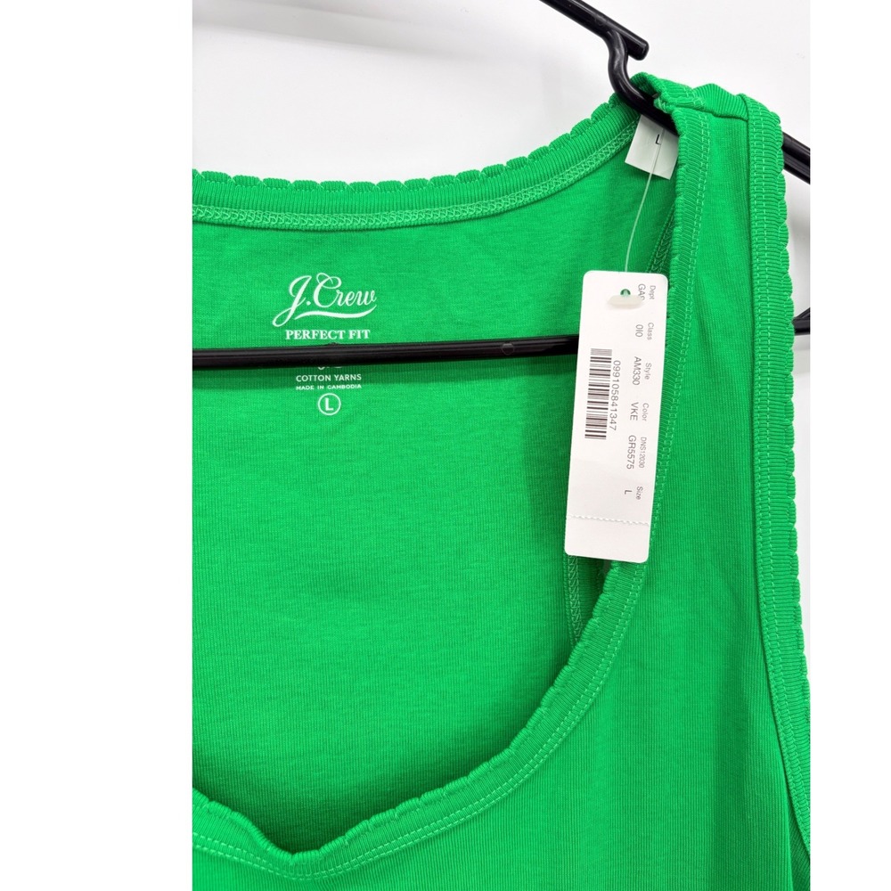 J.Crew Perfect Fit Tank Top Women's Large Kelly Green Cotton NWT